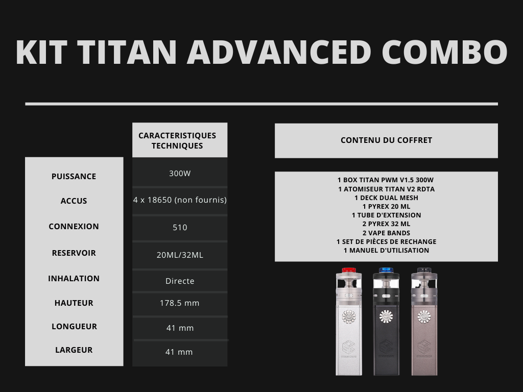 KIT TITAN ADVANCED COMBO STEAM CRAVE