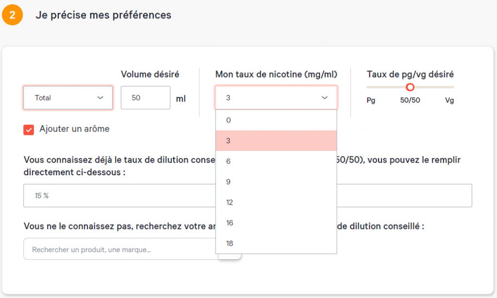 Cigusto notre calculateur de DIY le volume de eliquide total souhaite