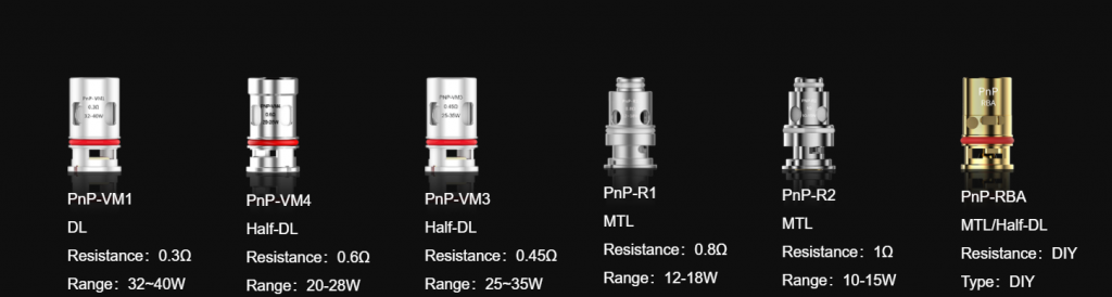 Resistances PnP Voopoo pour cigarette electronique | Gamme de résistance pour vapotage en aérien, restritif ou indirect