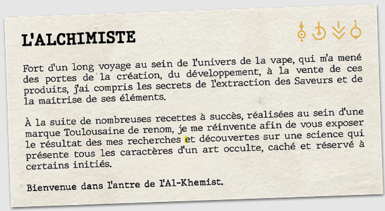 L'alchimiste | Fondateur des eliquides Al-Kimiya | Cigusto Eliquide pour cigarette electronique