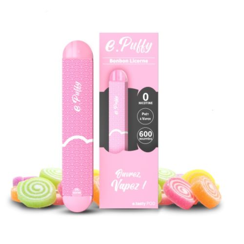 Cigarette electronique jetable e.Puffy Bonbon Licorne Etasty | Cigusto | Cigarette electronique, Eliquide