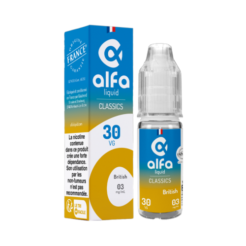 E Liquide BRITISH en flacon de 10 ml nicotiné de chez Alfaliquid | Cigusto | Cigarette electronique, Eliquide