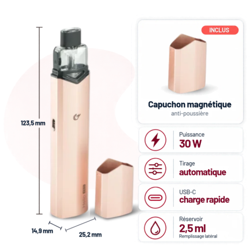 Kit HELLO PRO Golden Pink Cigusto | cigarette électronique avec capuchon | Cigusto | Cigarette electronique, Eliquide