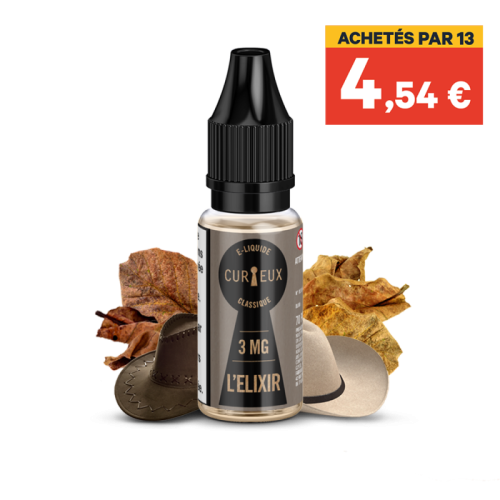 E-liquide l'Elixir Curieux en flacon de 10 ml, e-liquide l'Elixir saveur classic doux | Cigusto | Cigusto | Cigarette electronique, Eliquide