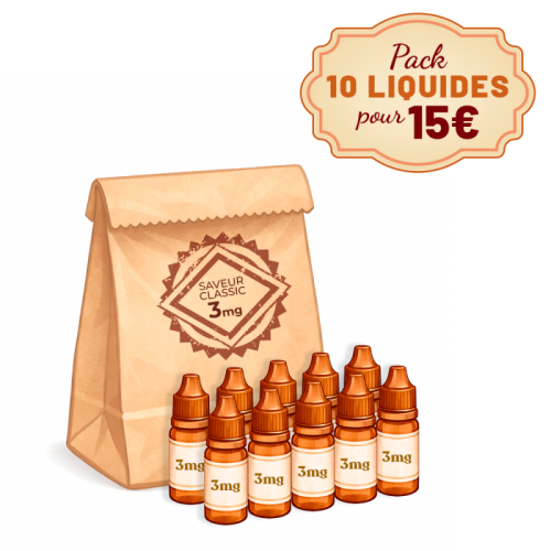 Pack 10 E-Liquides classic 10ml 3mg - Composition Aléatoire | Cigusto | Cigarette electronique, Eliquide