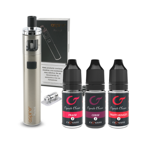 Pack POCKEX Aspire + 3 eliquide Cigusto 10 ml (fraise, cerise, fruits rouges) | Cigusto | Cigarette electronique, Eliquide