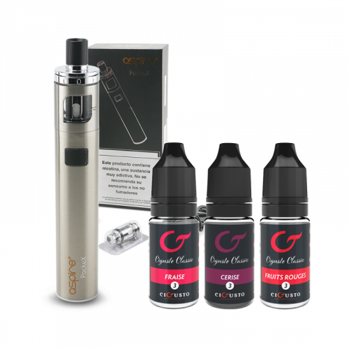Pack POCKEX Aspire + 3 eliquide Cigusto 10 ml (fraise, cerise, fruits rouges) | Cigusto | Cigarette electronique, Eliquide
