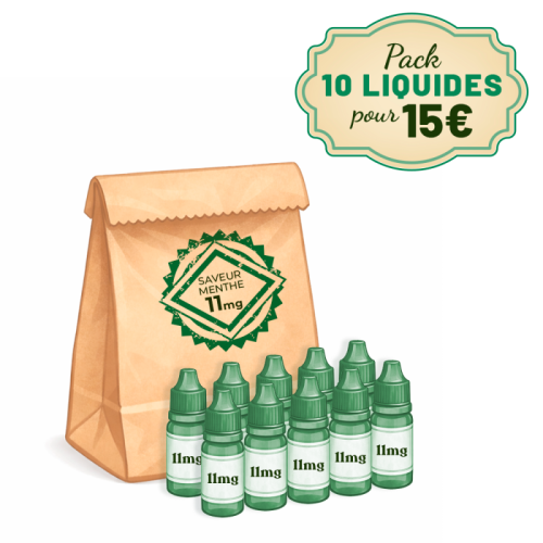 Pack 10 E-Liquides menthe 10ml 11mg - Composition Aléatoire | Cigusto | Cigarette electronique, Eliquide