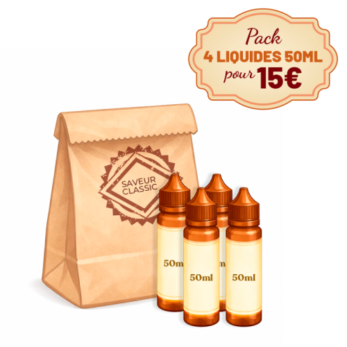 Pack 4 E-Liquides classic 50ml 0mg - Composition Aléatoire | Cigusto | Cigarette electronique, Eliquide