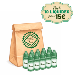 Pack 10 liquides 10 ml saveur menthe 3 mg