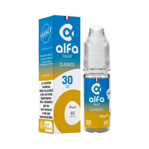 E Liquide ROYAL en flacon de 10 ml nicotiné de chez Alfaliquid | Cigusto | Cigarette electronique, Eliquide