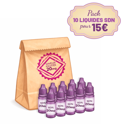 Pack 10 E-Liquides Fruités SDN 10ml 20mg - Composition Aléatoire | Cigusto | Cigarette electronique, Eliquide