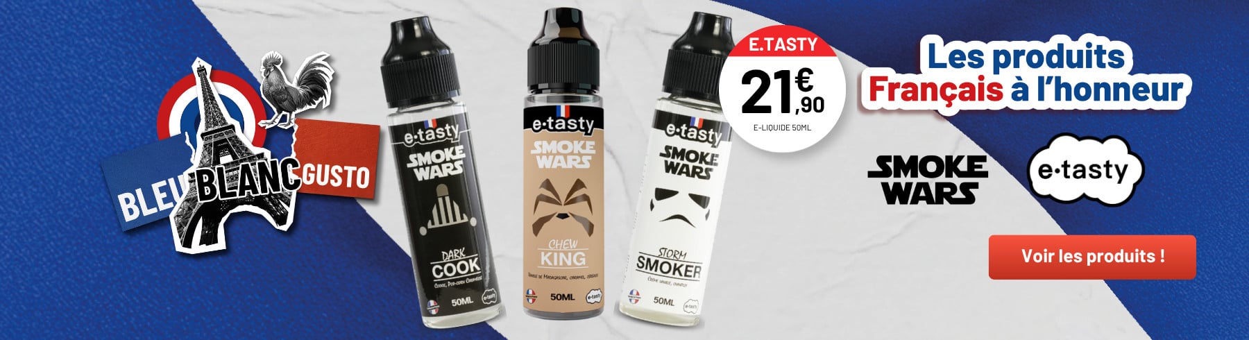 BLEU BLANC VAPE - E.TASTY - SMOKE WARS (NON-CONNECTÉ)